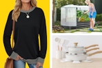 women's sweatshirt, garden bed, and cookware set