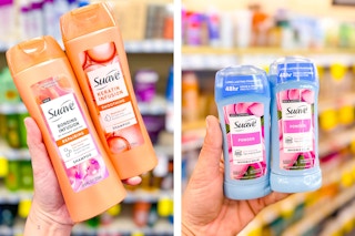 suave shampoo and deodorant collage