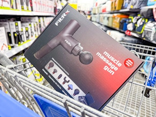 FitRX Massage gun in box in Walmart shopping cart