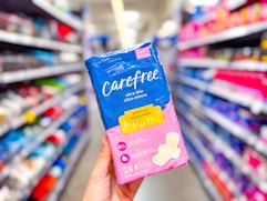 Carefree 28-Count Pack of Pads, $4 After Ibotta Rebate at Walmart (Reg. $7) card image