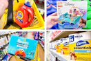 dollar general lego, tide, charmin, pampers clearance 4-photo collage