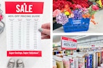 hobby lobby sale price list, faux flowers in a basket, and fabric on sale
