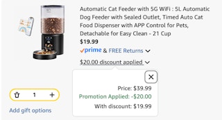 pet feeder Amazon receipt