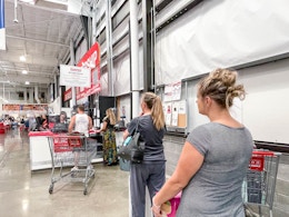 People waiting in line at costco
