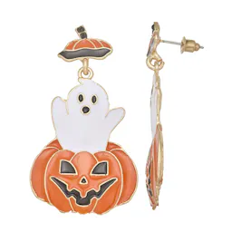 Pumpkin Ghost Drop Earrings