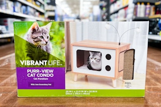 walmart vibrant life retro tv cat condo on the floor at walmart