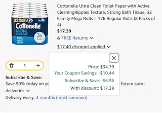 Cottonelle Amazon receipt