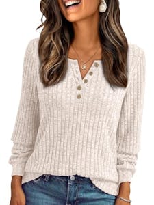 Women's Long Sleeve Henley Top