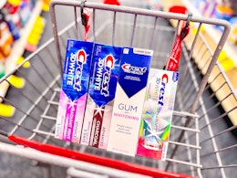 Crest toothpastes in a shopping cart