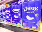 kleenex tissue boxes sitting on a target shelf