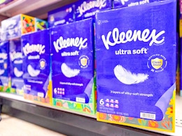 kleenex tissue boxes sitting on a target shelf