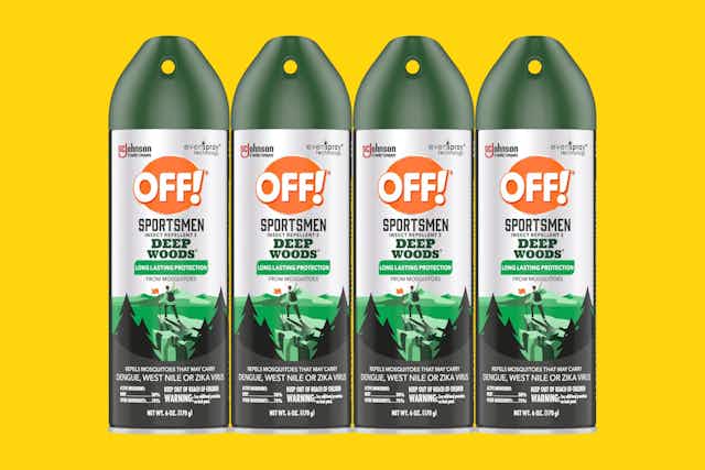 Off Deep Woods Bug Spray 4-Pack, as Low as $16.37 on Amazon card image