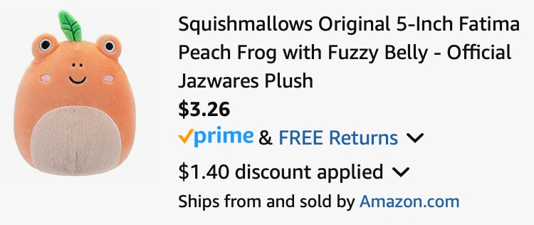 Squishmallows Original 5-Inch Fatima Peach Frog