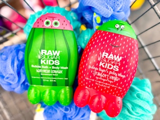 two raw sugar kids bubble bath products inside cart
