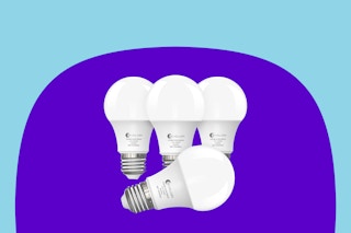 Four Evelor A19 LED Light Bulbs, 60 Watt Equivalent Daylight 5000K with E26 Base