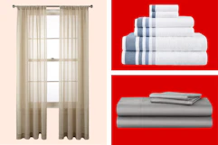 Curtain panels, towels and sheets