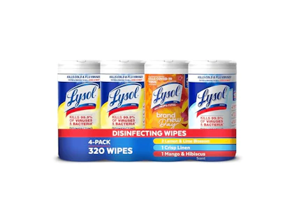 4 Lysol Disinfecting Wipes 4-Packs