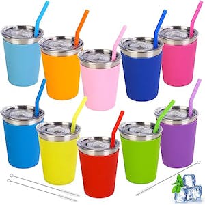 Kids Cups with Straws 10-Pack
