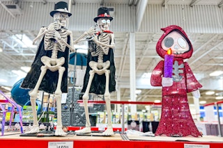 musical skeletons and an animated reaper on display at sams club