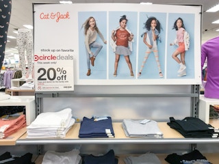 cat & jack t-shirts on a target shelf