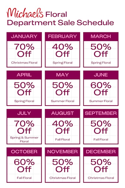 Michaels Floral Department Sale Schedule