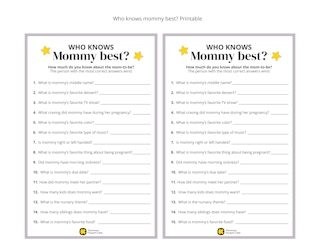 Who knows mommy best trivia game for baby shower