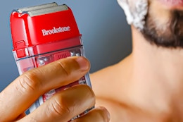 Lifestyle image of the Brookstone Cordless Rechargeable Men's Electric Foil Trimmer