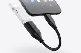 Anker USB-C to USB-A Adapter plugged into a thumb drive and phone.