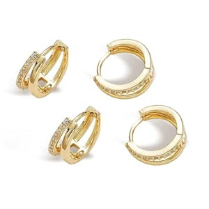 14K Gold Plated Double Hoop Earrings