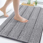 Chenille Striped Bathroom Rug