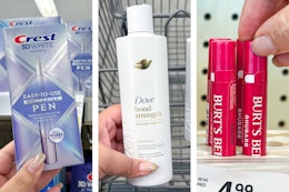 Walgreens Under $1 Deals: Crest Products, Dove Shampoo, Burt's Bees Lip Balm card image