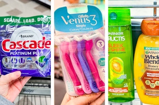 collage with cascade, venus, and garnier products