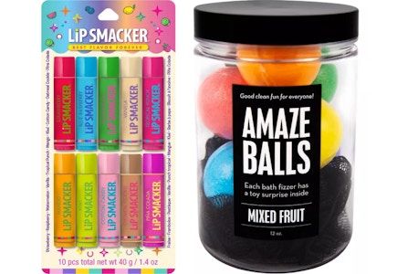 2 Bath Bombs and Lip Balm Gift Sets