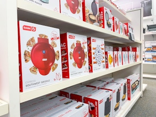 dash mini appliances on shelf