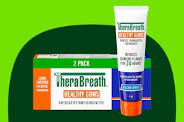 Stock image of the TheraBreath Healthy Gums Toothpaste 2 pack