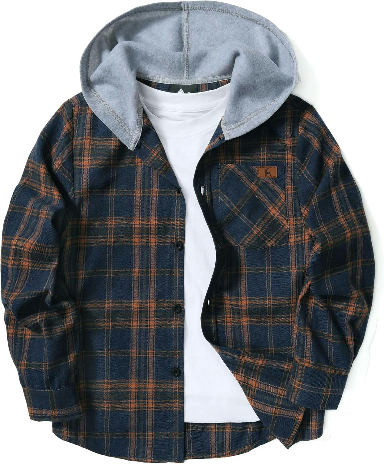 Kids' Plaid Flannel Hooded Shirt