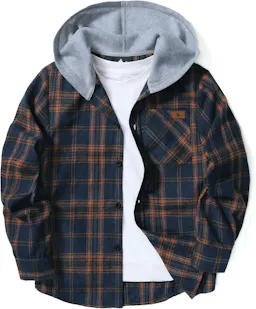 Kids' Plaid Flannel Hooded Shirt