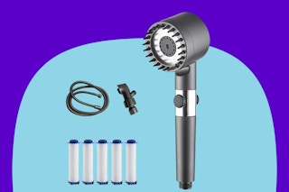  2026 Upgrade Ion Drops Shower Head on a blue background.