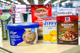 grocery freebies on kroger store shelf
