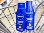 2 nivea body lotions in a cart