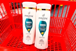 pantene hair care in a red basket