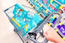 pampers baby diapers and wipes in a cart