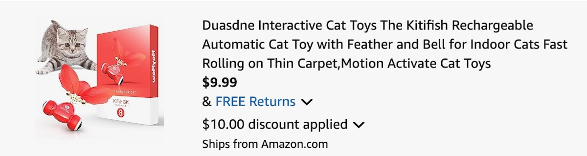 cat toy Amazon receipt