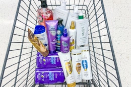 cart full of hair care products