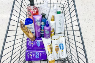 cart full of hair care products