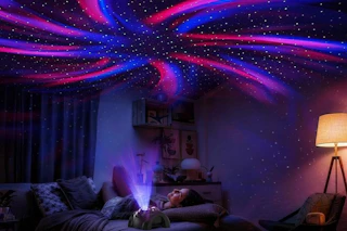 a star projector projecting on a ceiling