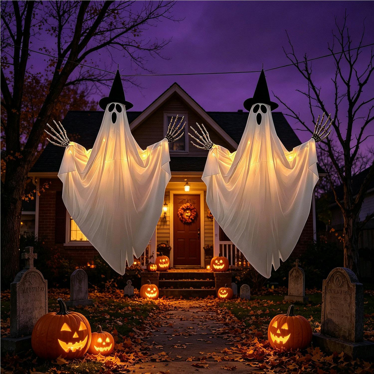 Glowing Halloween Hanging Ghost Ornaments