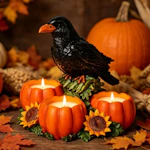 Halloween Raven Candle Holder