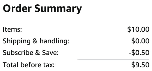 an amazon order summary ending in $9.50