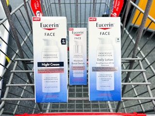 one bottle of eucerin face lotion, cream, and serum in cart